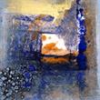 Blue Powder II, Mischtechnik auf Aquarellkarton, 15 x 15 cm